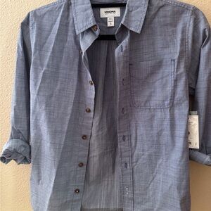 Muji Blue Casual Button Down Shirt with Rolled Sleeves